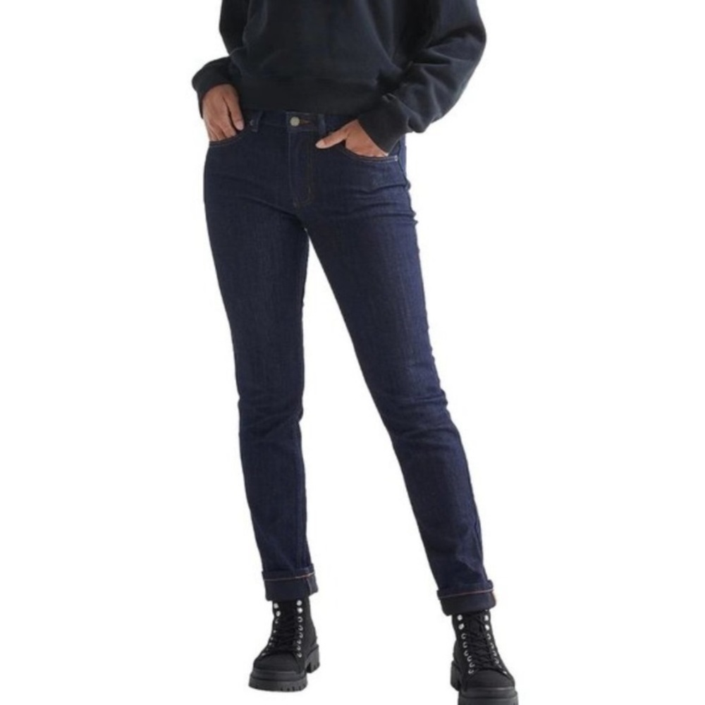 DU/ER Performance Slim Straight Mid Rise Dark Stone Jeans Sz 25 x 32